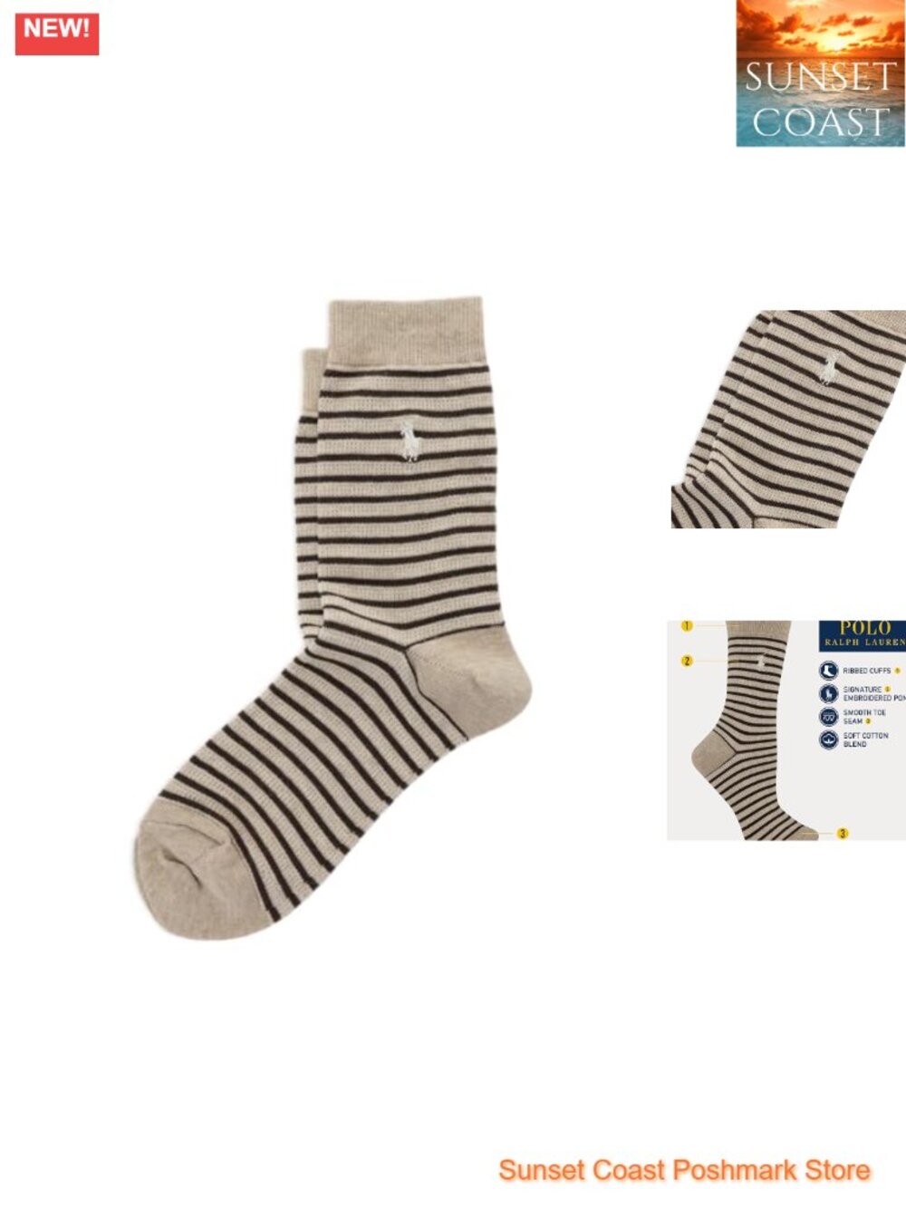 Ribbed Crew Socks Waffle Knit Cotton Textured Calf Socks